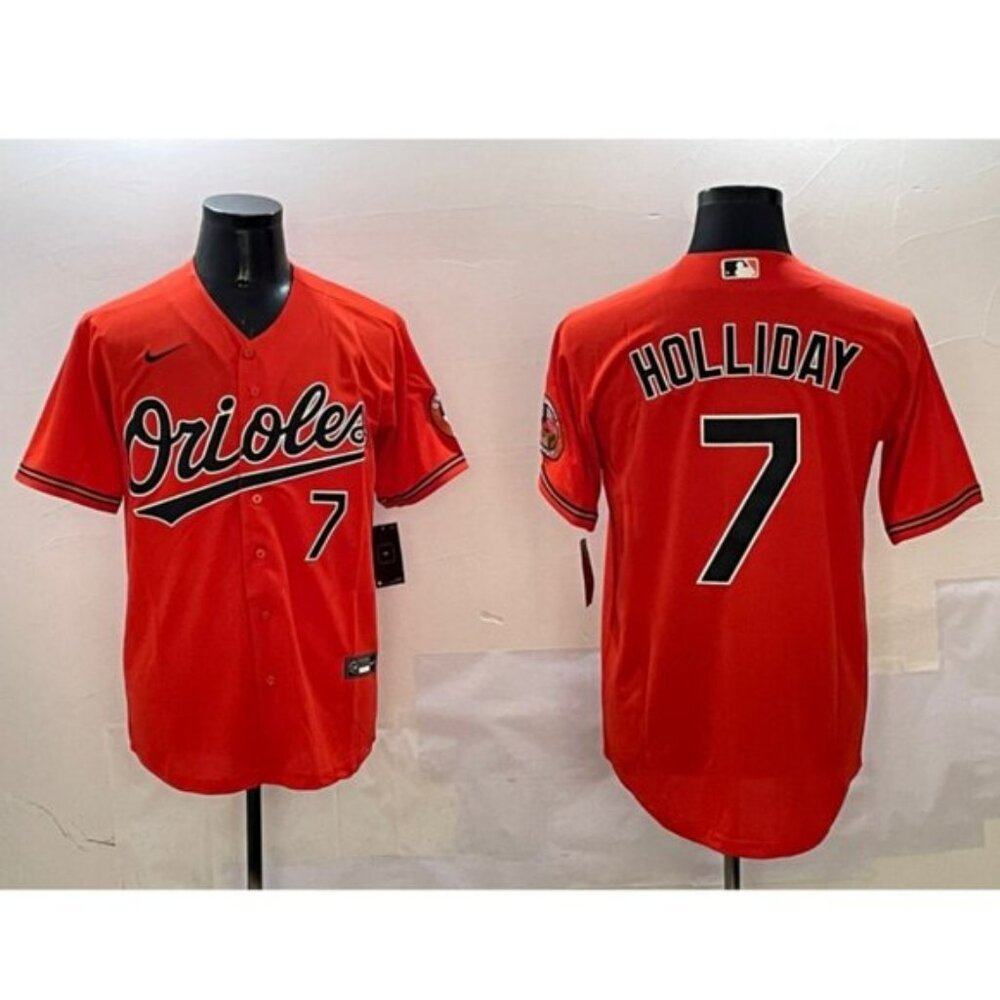 Mens Kids  Jackson Holliday Orange Stitched Jersey